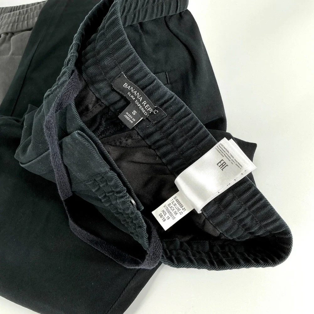 Banana Republic Mens‎ Size S Slim Tapered Jogger Pants Lot of 2 Black Grey
